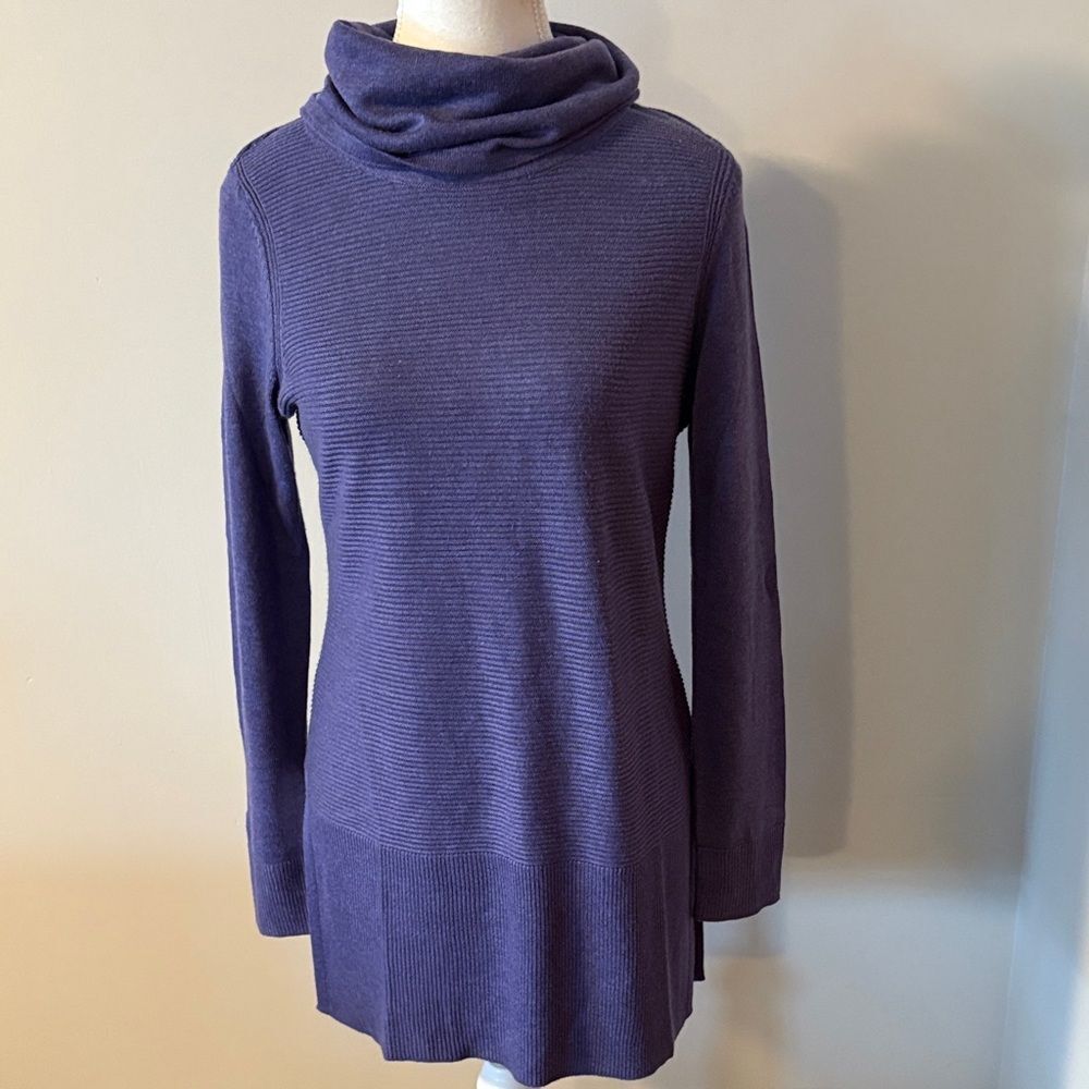 Adrienne Vittadini Purple Tunic Turtle Neck Sweater. Size Small